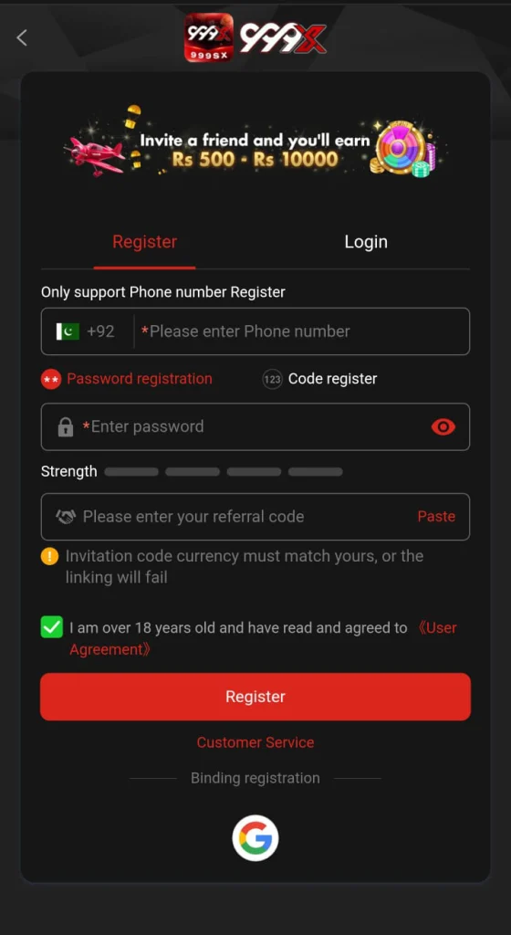999sx login & register
